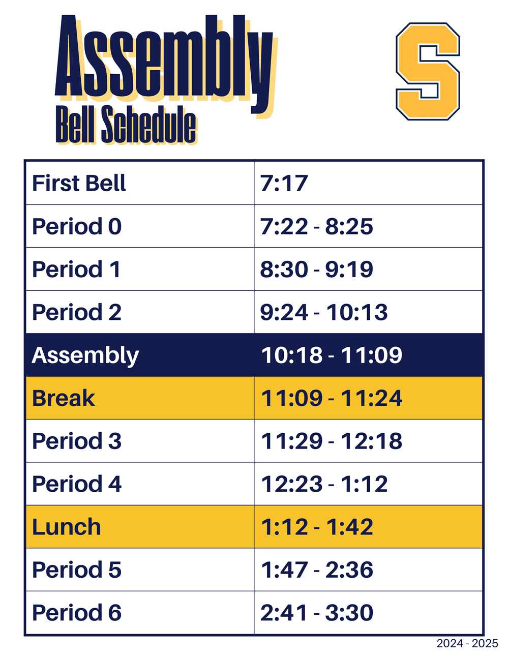 Assembly Bell Schedule